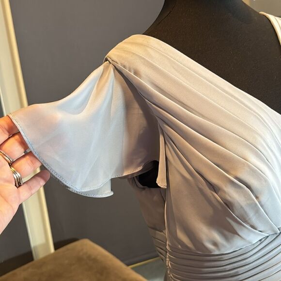 Women’s Blue/Gray Full Length Chiffon Formal Dress FlutterSleeves Size 16 - Picture 7 of 11